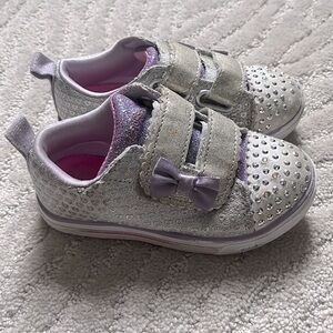 Twinkle Toes by Skechers Silver & Purple Light Up Shoes